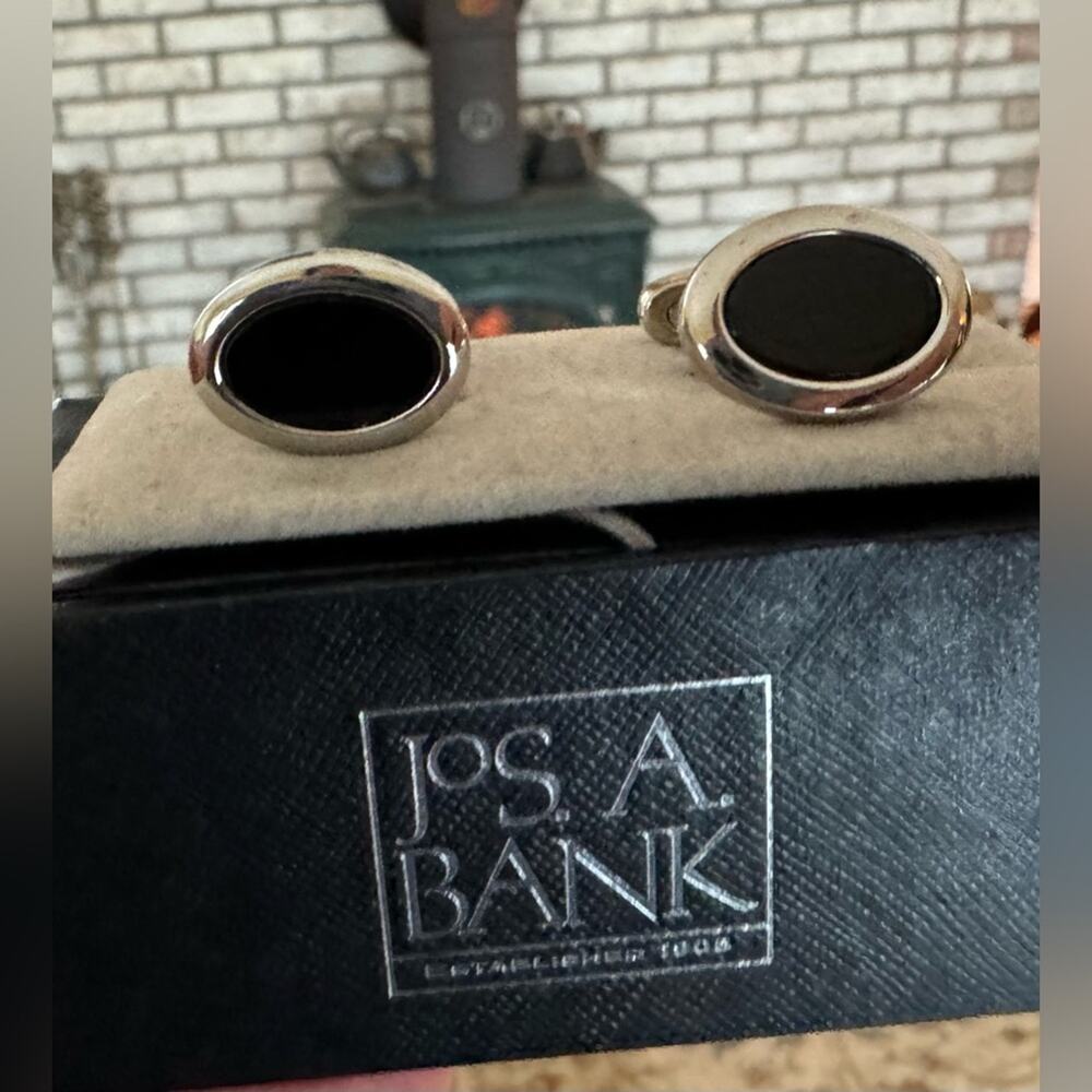 Jos. A. Bank Black and Silver Cufflinks